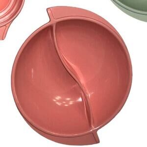 Vintage Boonton Ware Atomic Salmon Pink Divided Serving Bowl
